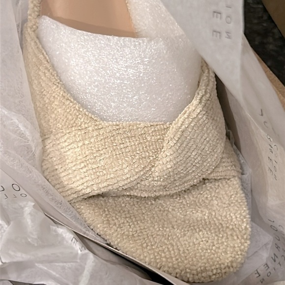 Terry Cloth Tan Women's Heels Kitten Heels Preppy Open Toe Sandals Toweling 2025 - Picture 3 of 15